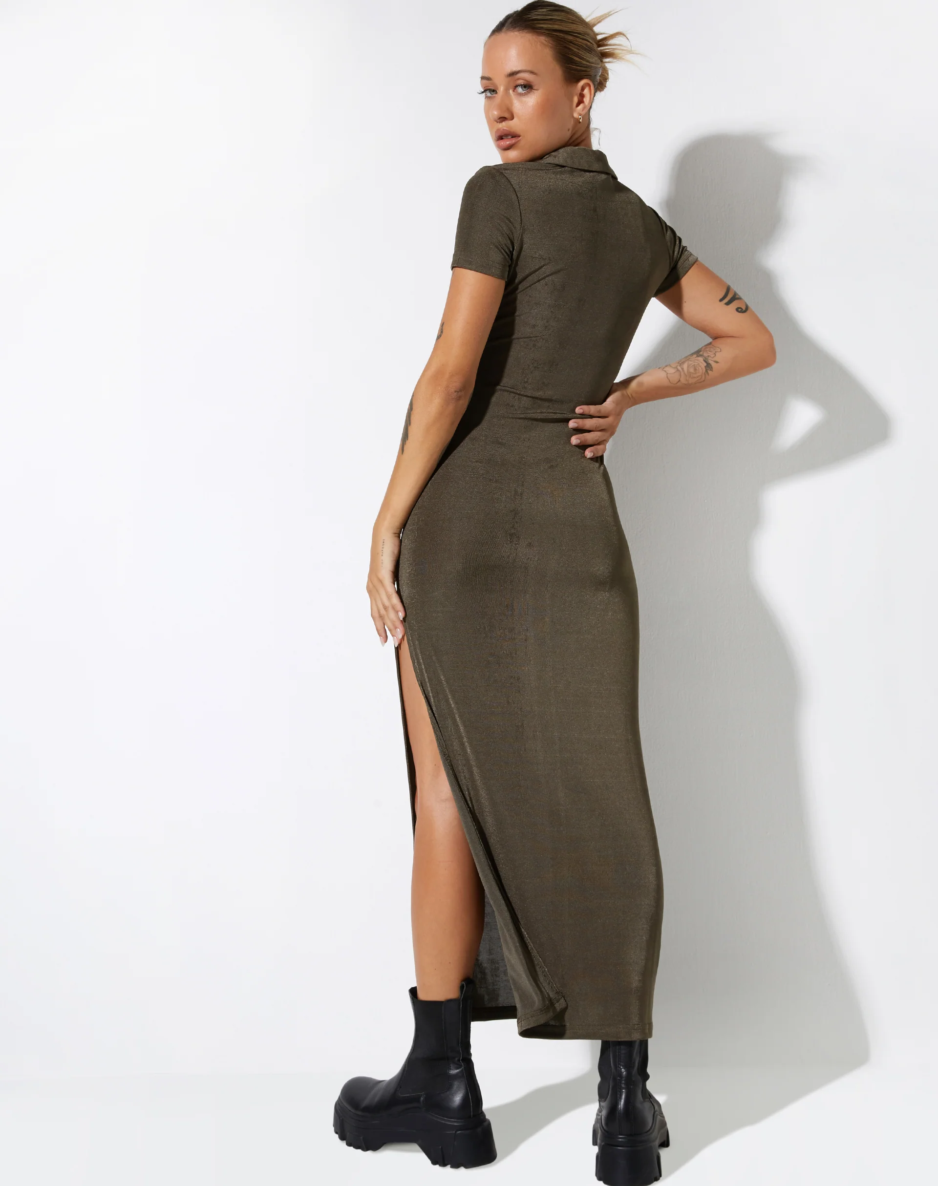 Savita Maxi Dress in Dark Olive - Image 5