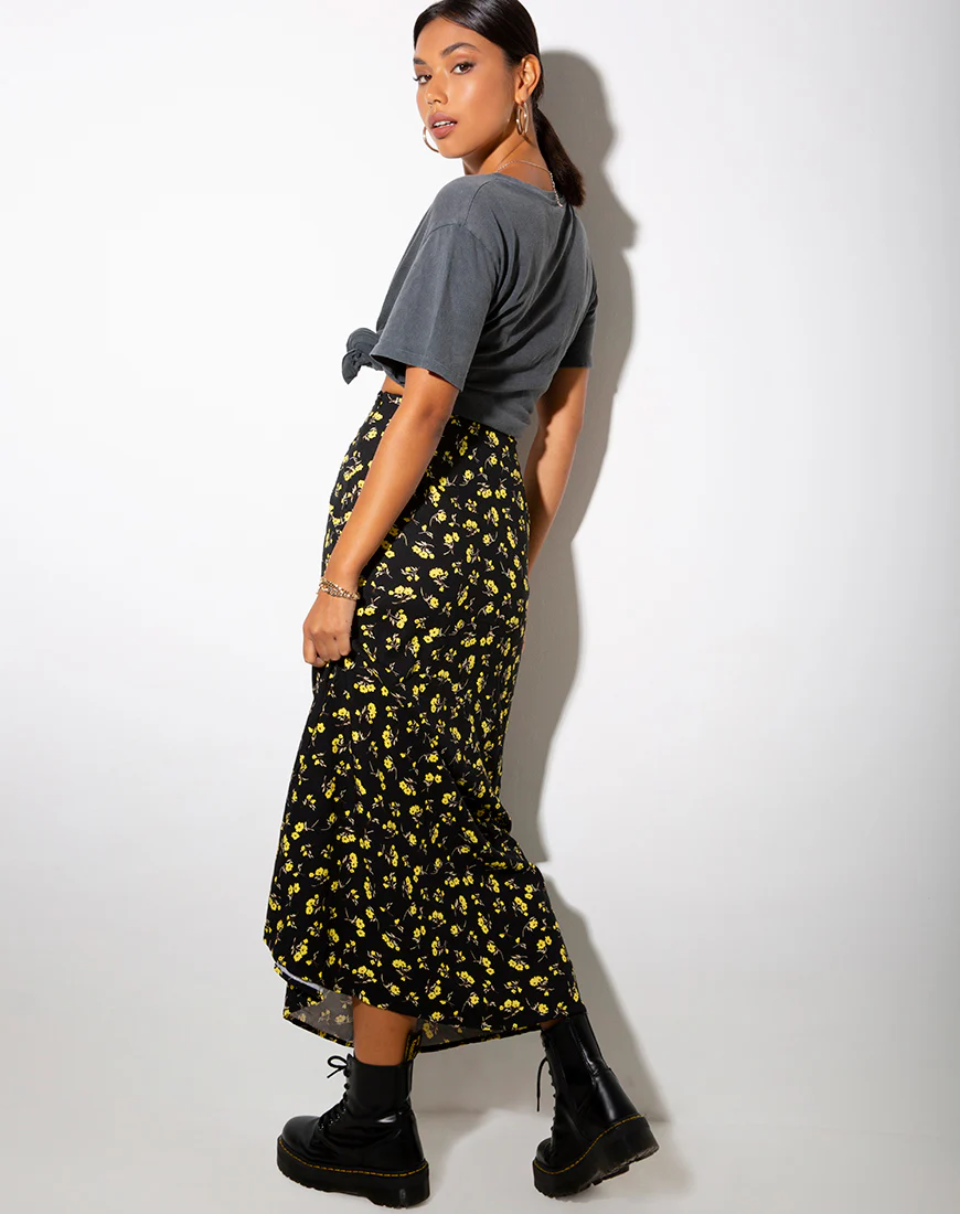 Sayan Maxi Skirt in Buttercup Black and Yellow - Image 4