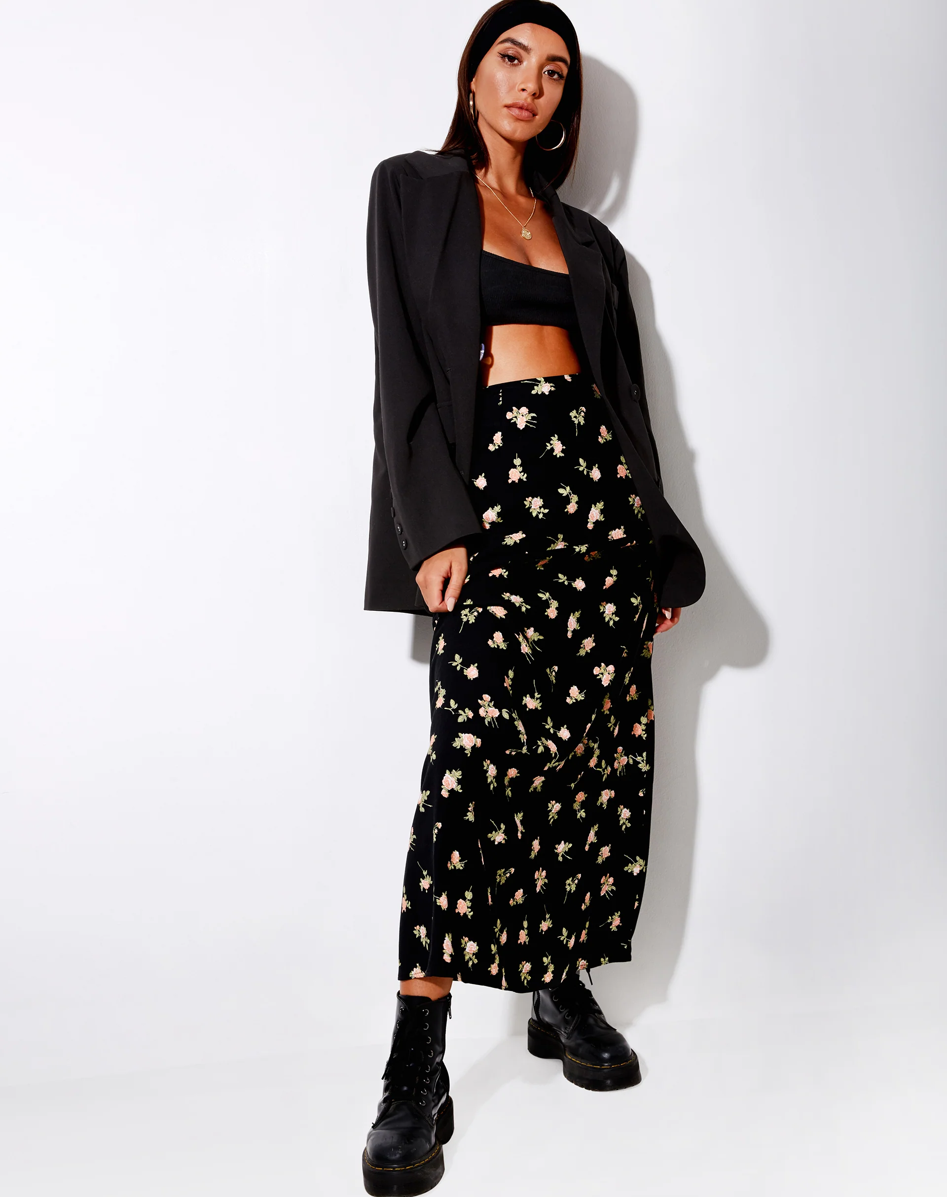 Sayan Maxi Skirt in Rose Garden Black - Image 4