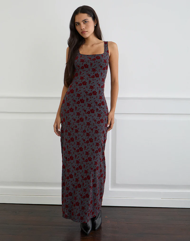 Sayidan Maxi Dress in Garden Floral Blue Grey - Image 3