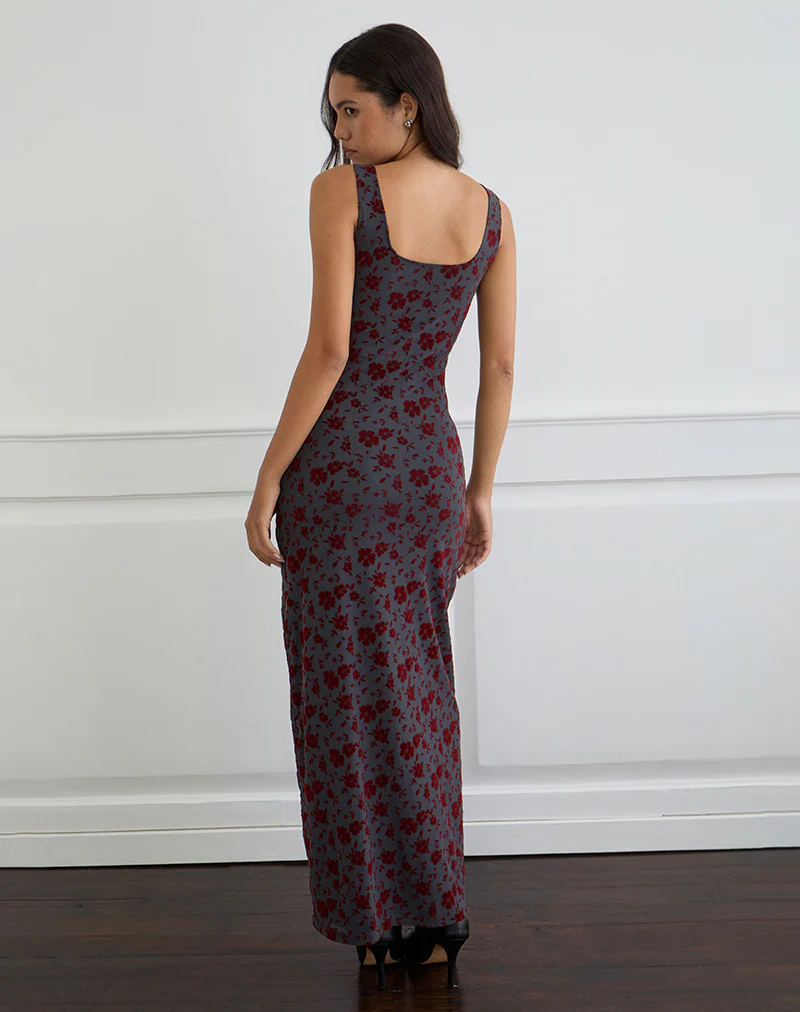 Sayidan Maxi Dress in Garden Floral Blue Grey - Image 4