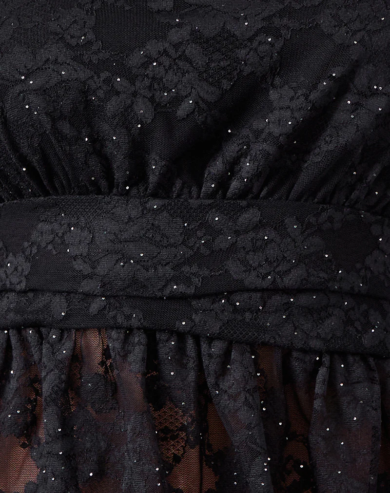 Sayong One Shoulder Top in Floral Lace Black - Image 6