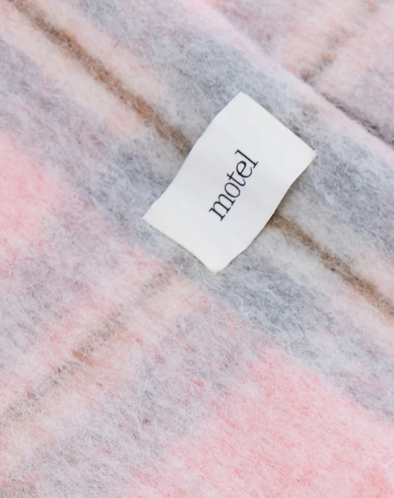 Scarf in Brushed Knit Pink Check - Image 6