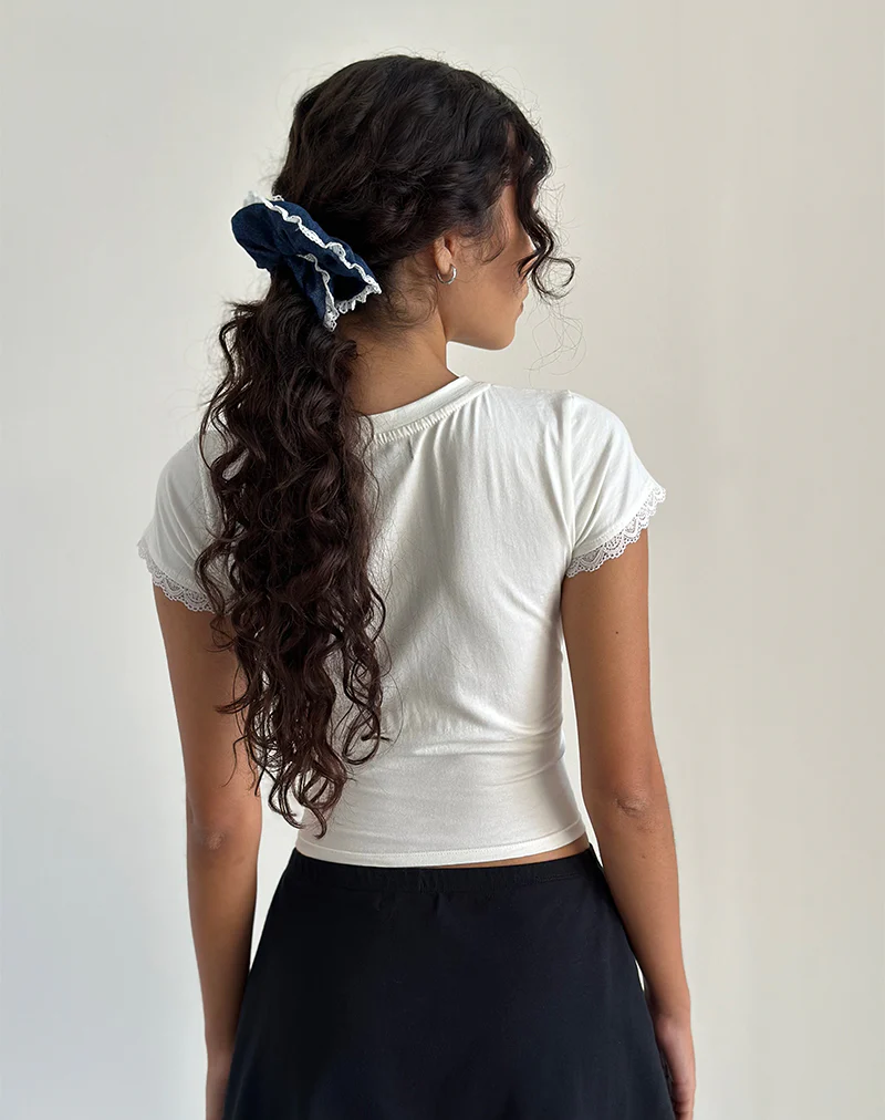 Scrunchie in Denim Chambray with Lace - Image 3