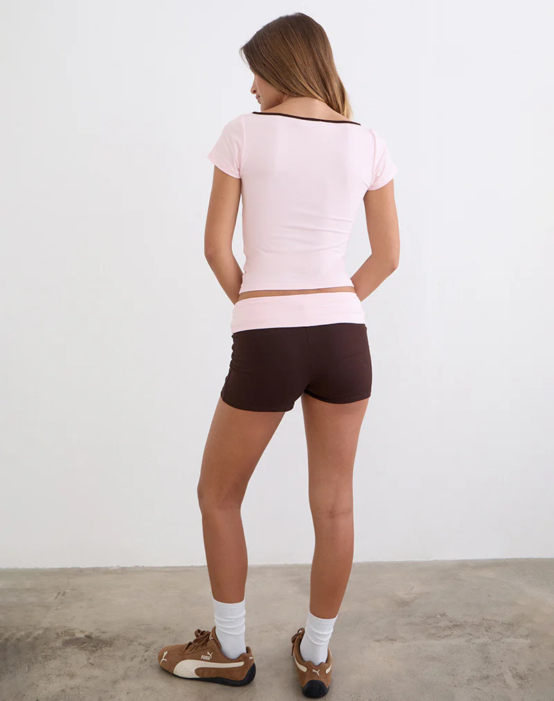 Sea Foldover Short in Bitter Chocolate and Light Pink - Image 5