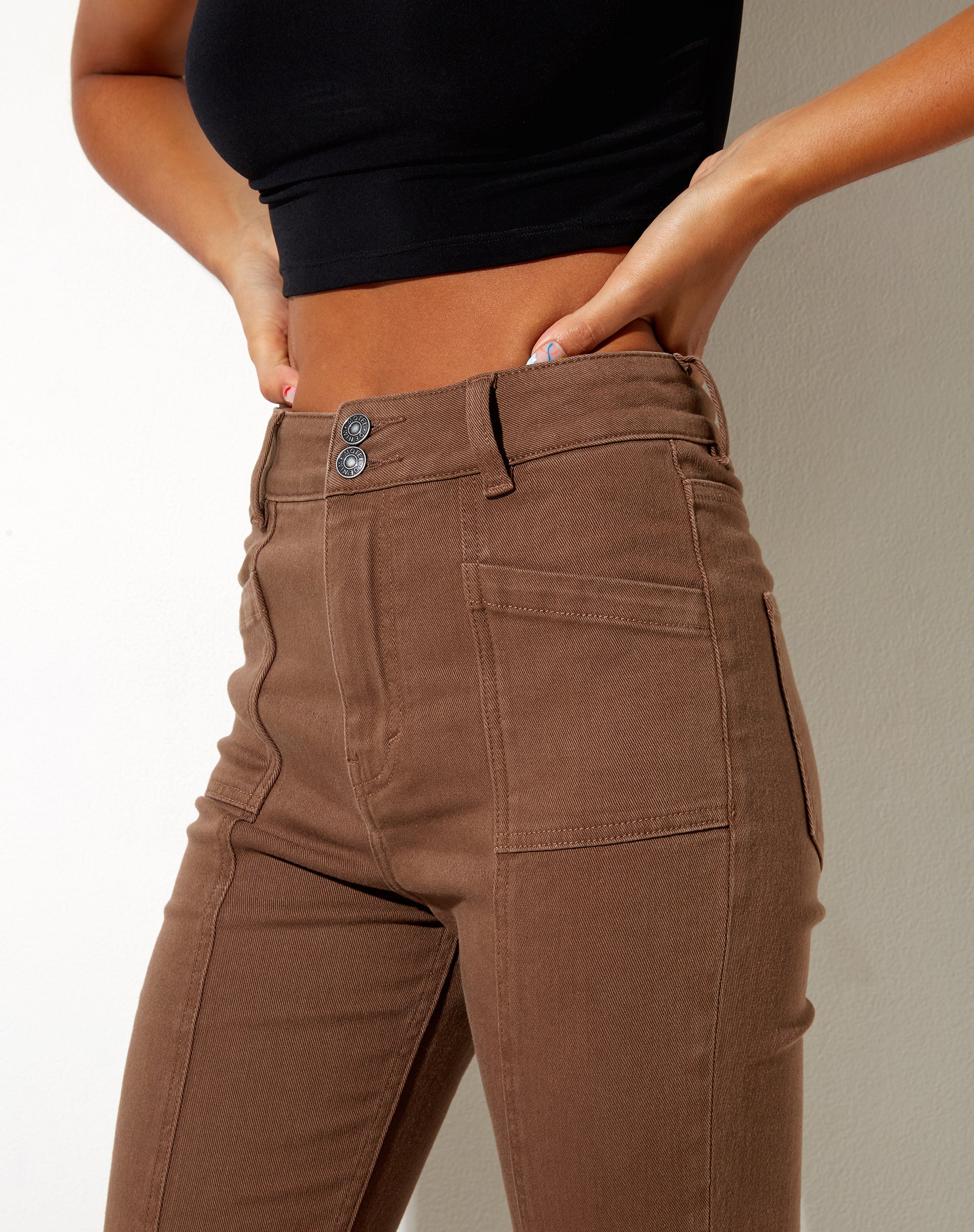 Seam Split Jeans in Rich Brown - Image 5