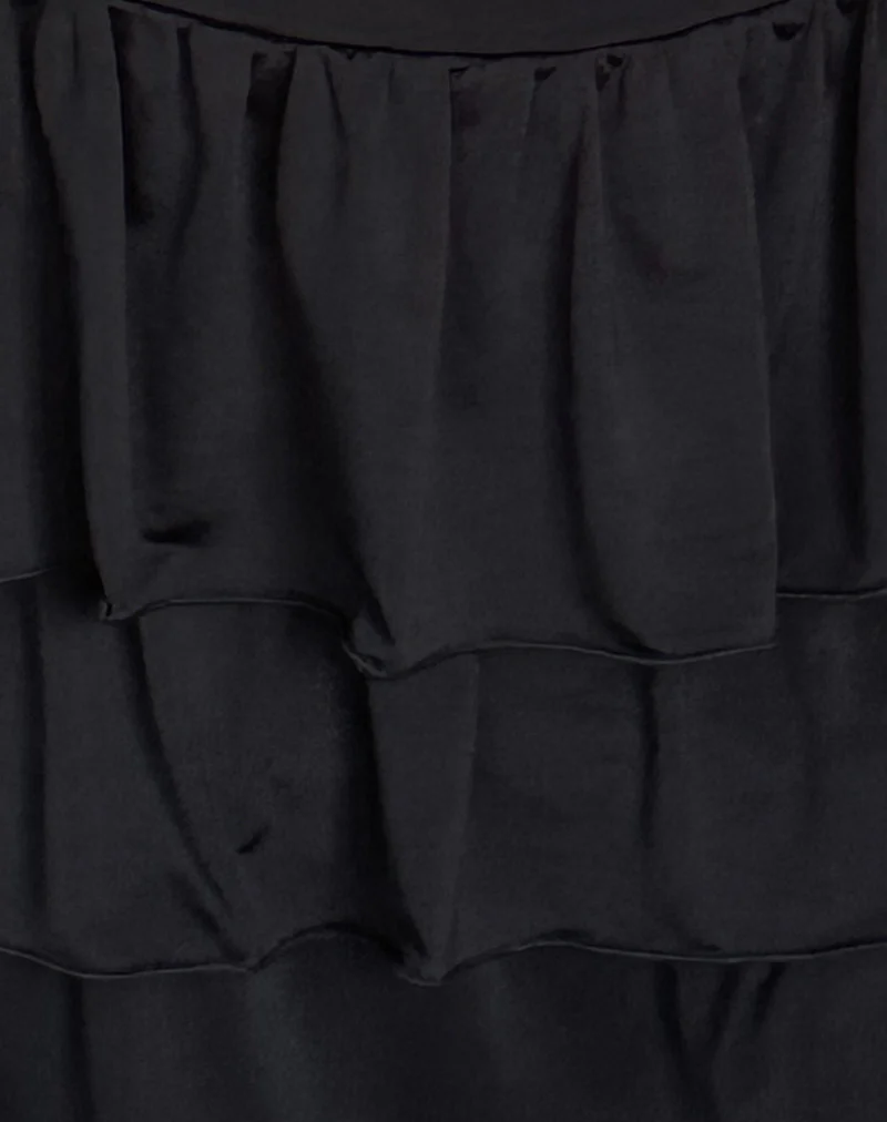 Sefone Tiered Mini Skirt in Slinky Black - Image 6