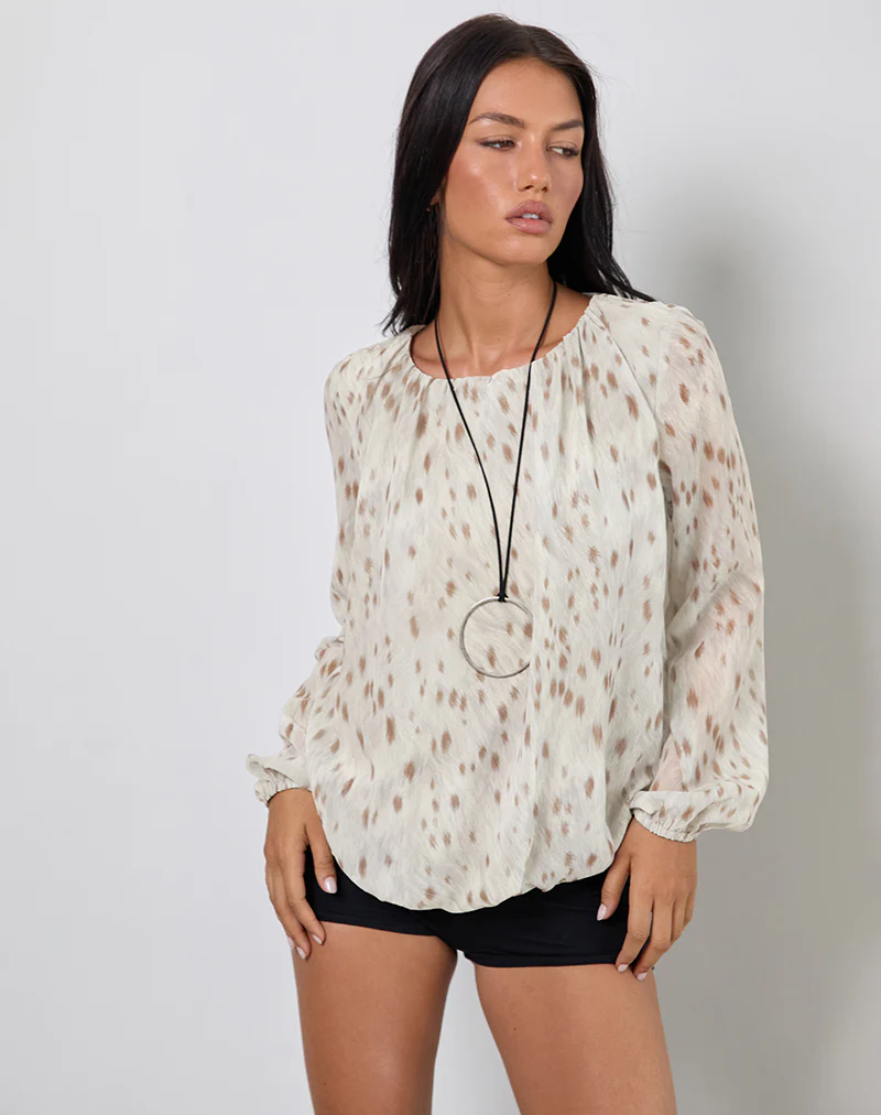 Seita Oversized Blouse in Ivory Bambi Print - Image 3