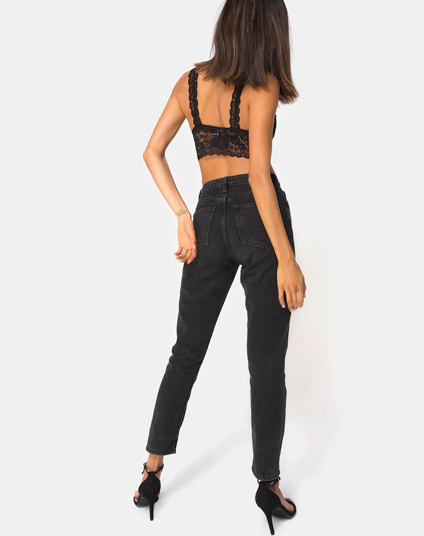Sejie Bralet Crop in Lace Black - Image 4