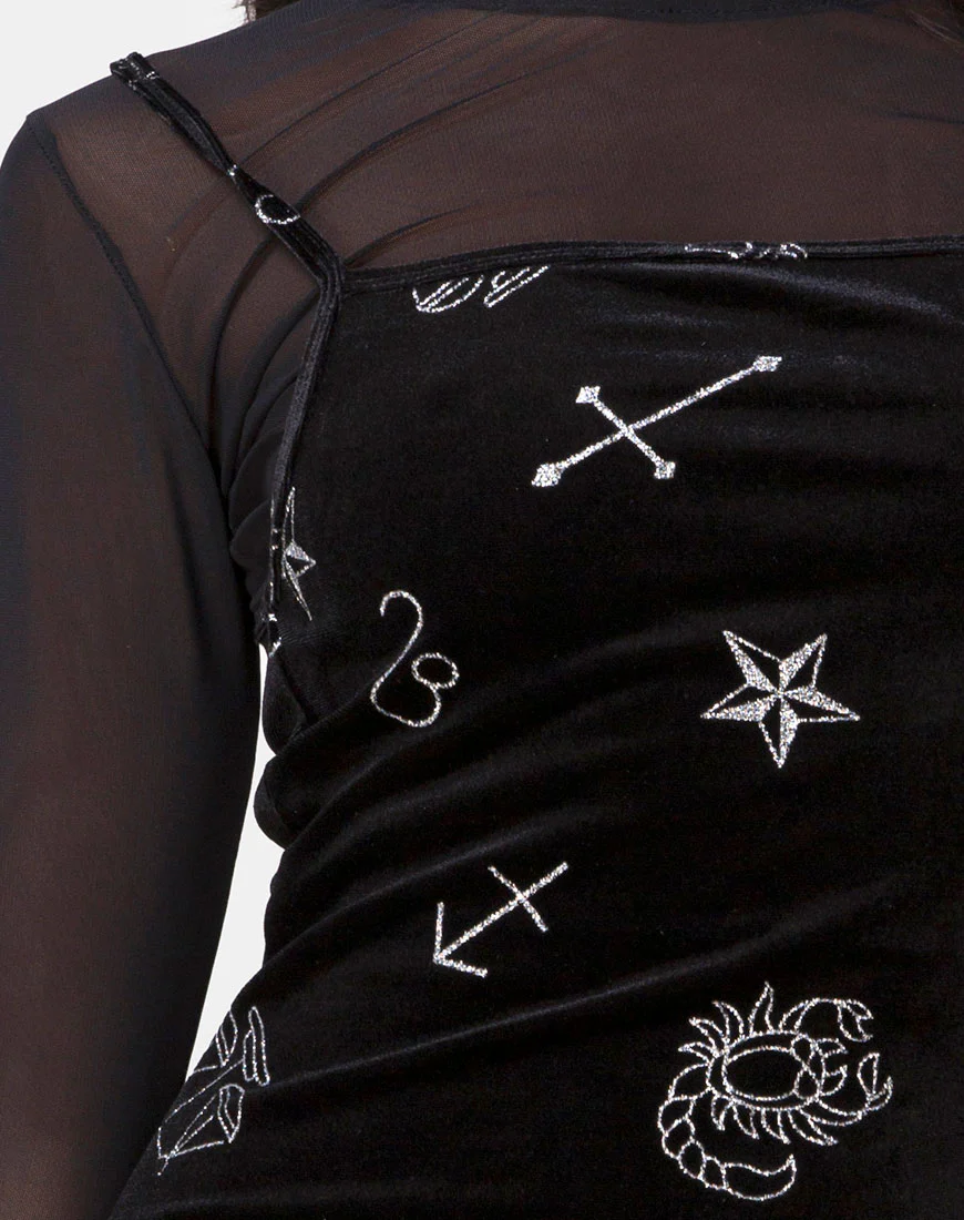 Selah Dress in Black Velvet Medium Astro Glitter - Image 5