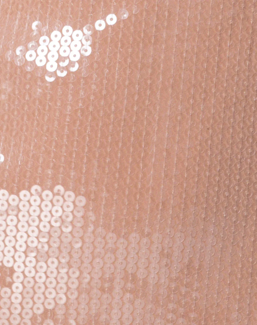 Selah Bodycon Dress in Camel with Clear Sequin - Image 5