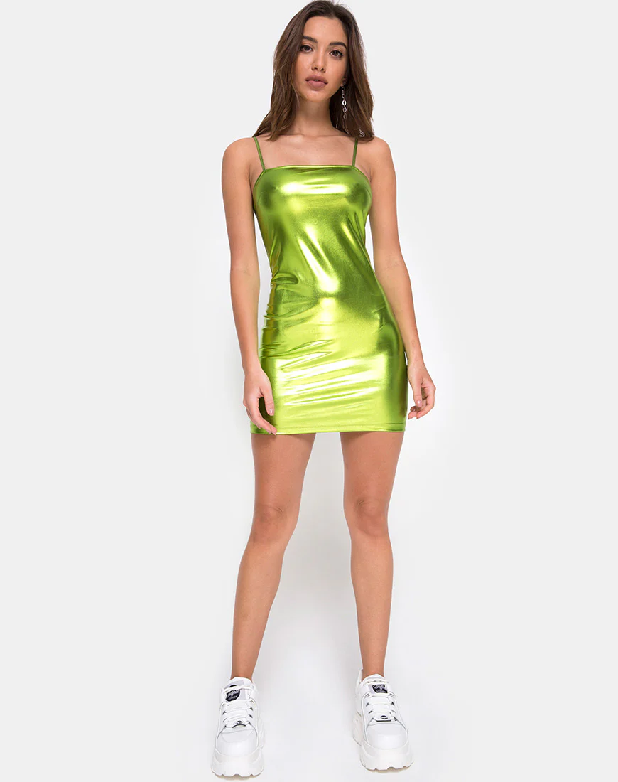 Selah Dress in Metallic Green - Image 3