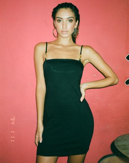 Seldas Bodycon Dress in Black Clasp Gold - Image 6