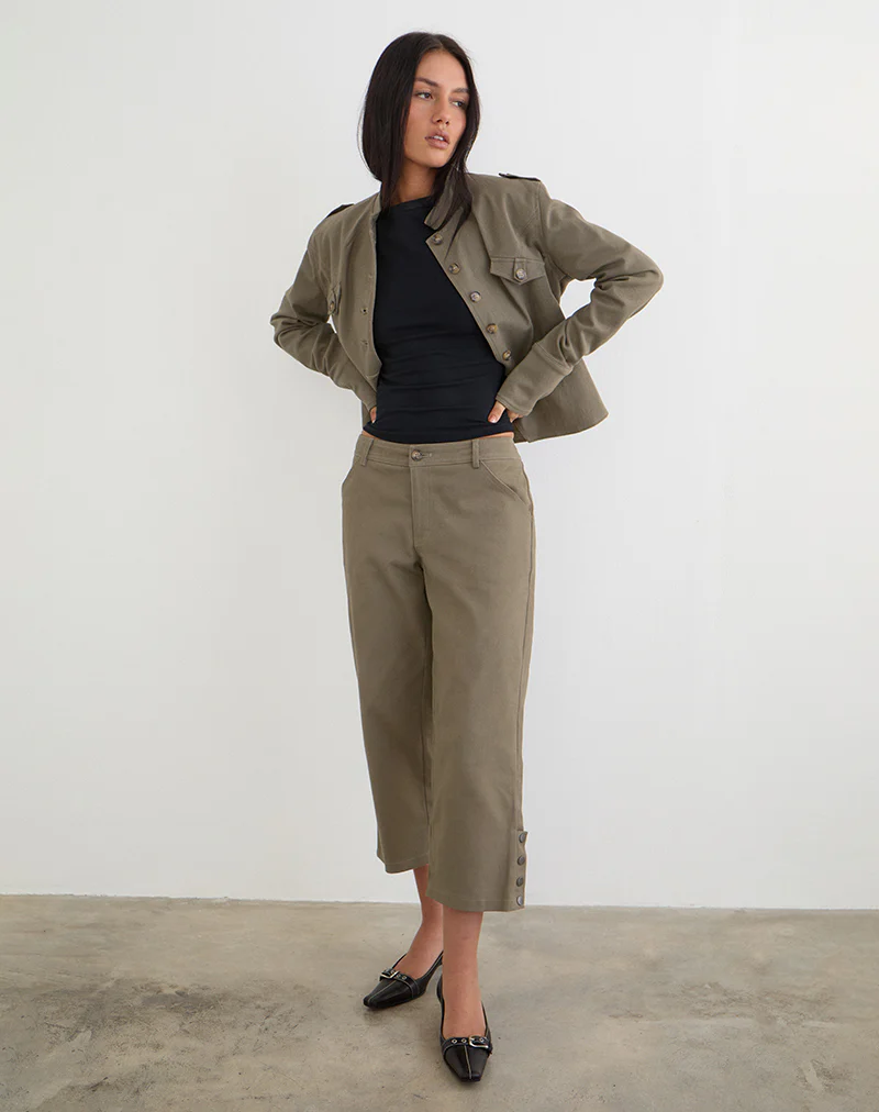 Selesa Capri Trouser in Twill Khaki - Image 2