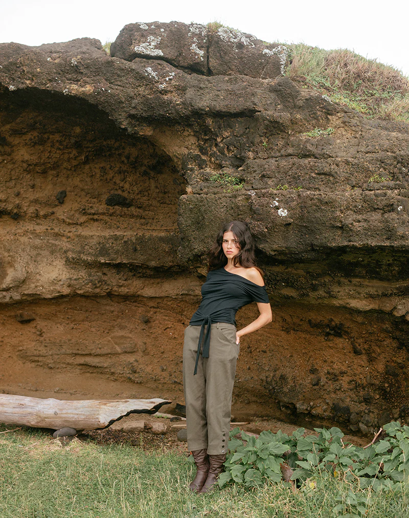 Selesa Capri Trouser in Twill Khaki - Image 4