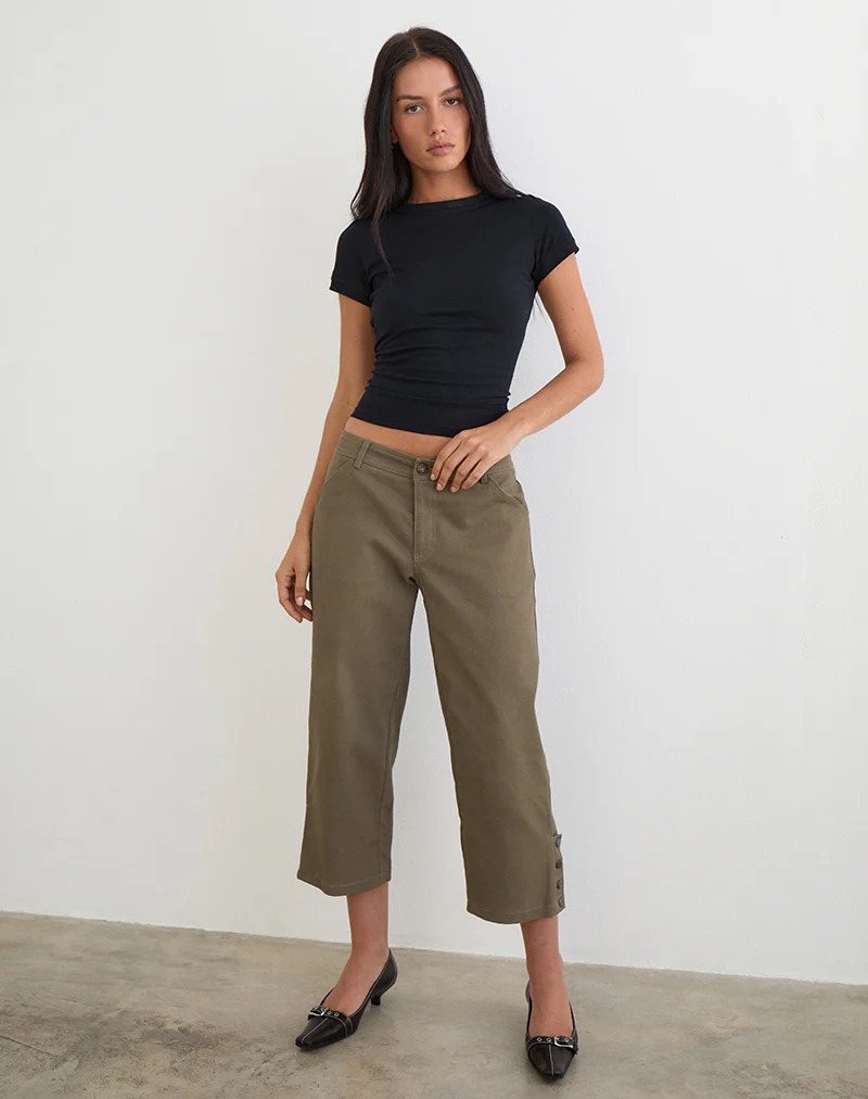 Selesa Capri Trouser in Twill Khaki - Image 5