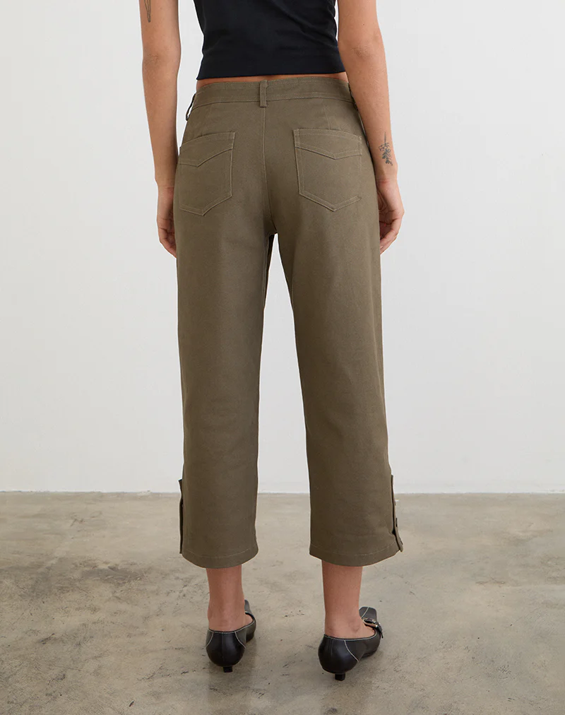 Selesa Capri Trouser in Twill Khaki - Image 7