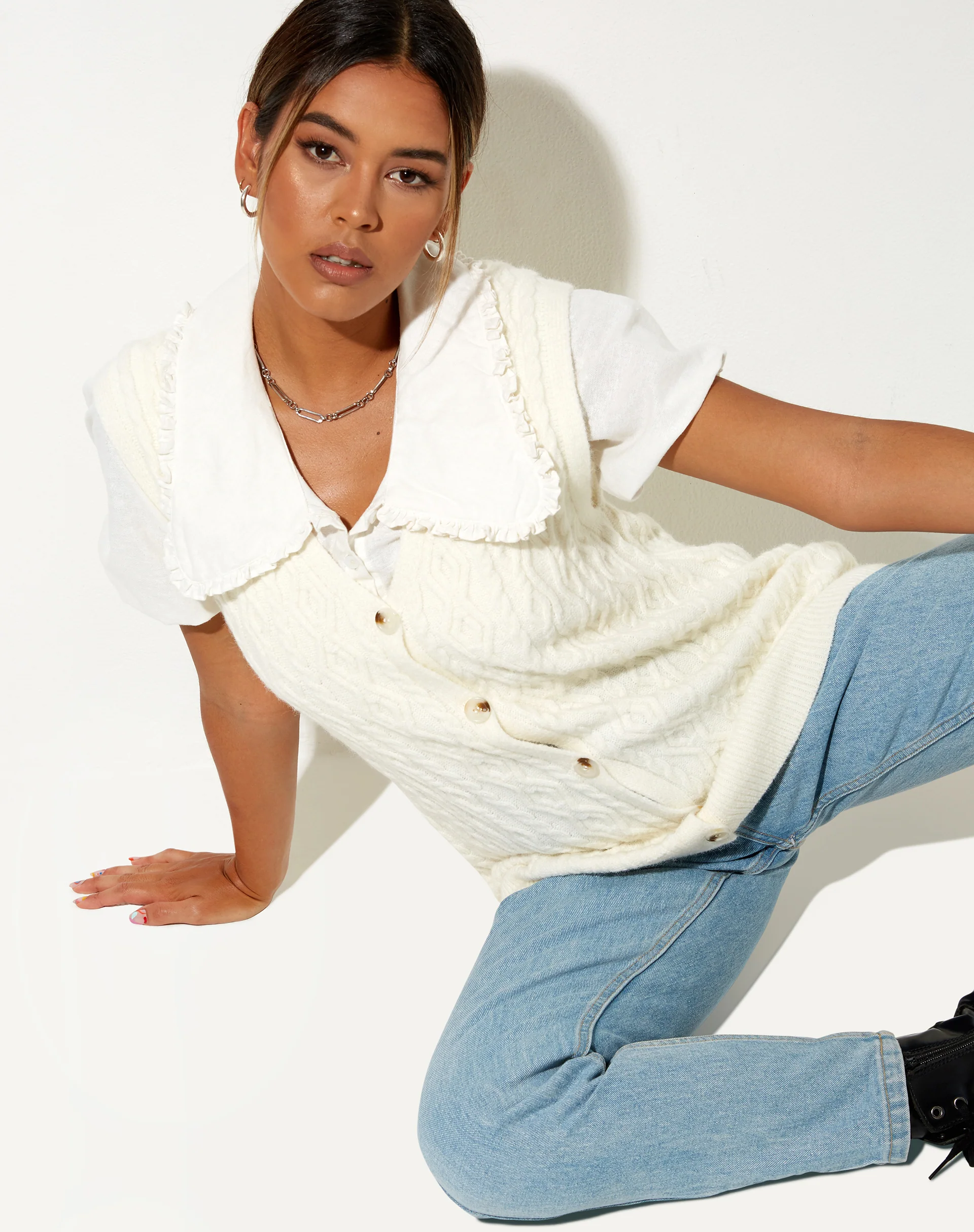 Selvi Cardi in Knit Ivory - Image 4