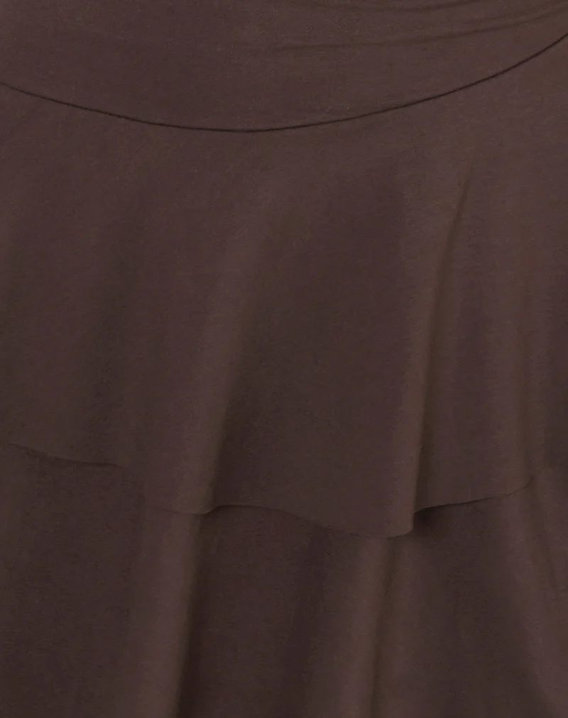 Semary Halterneck Wrap Mini Dress in Bitter Chocolate - Image 6