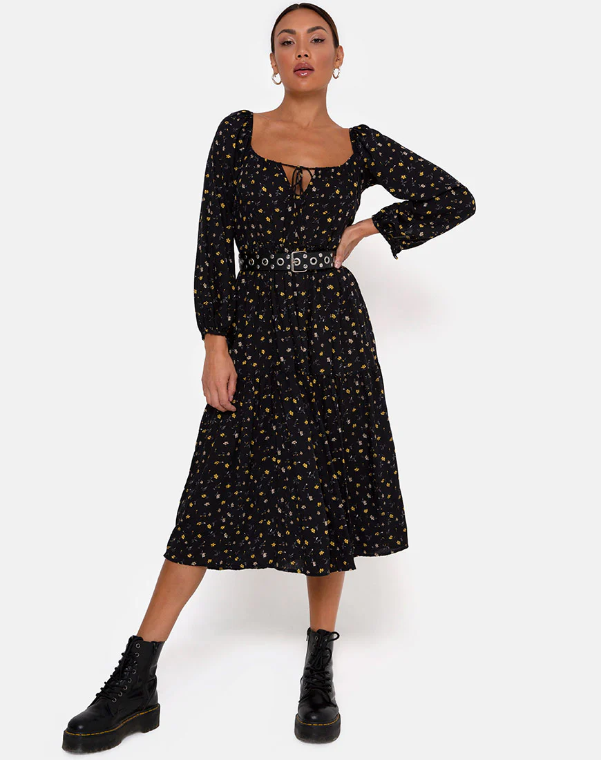 Senora Dress in Pretty Petal Black - Image 3