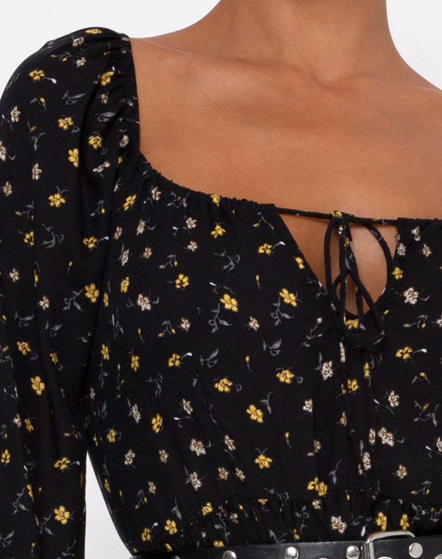 Senora Dress in Pretty Petal Black - Image 5