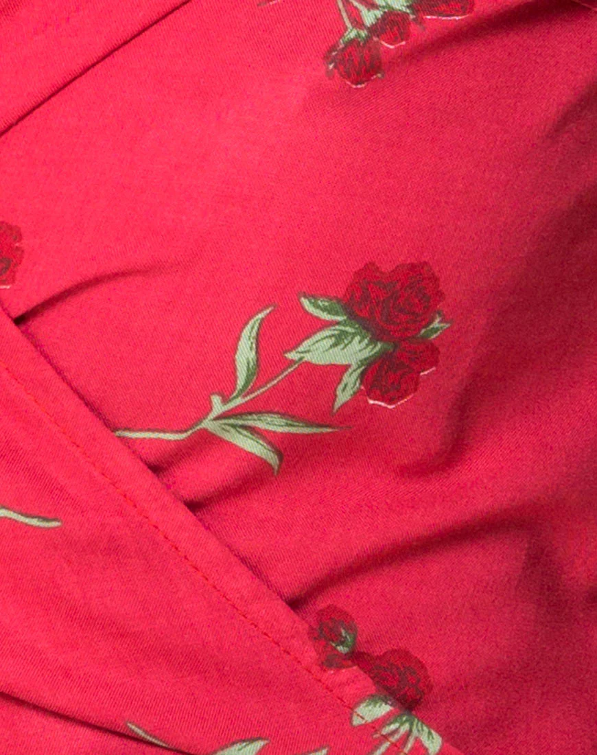 Sepra Wrap Top in Rouge Rose Pink - Image 5