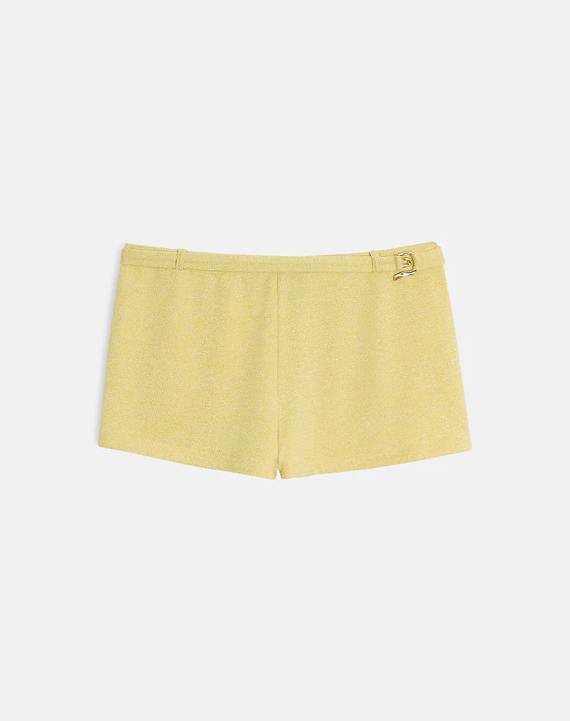 Sera Micro Short in Shimmer Knit Yellow - Image 5