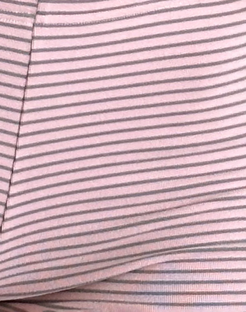 Sera Micro Short in Pink and Grey Jersey Stripe - Image 5