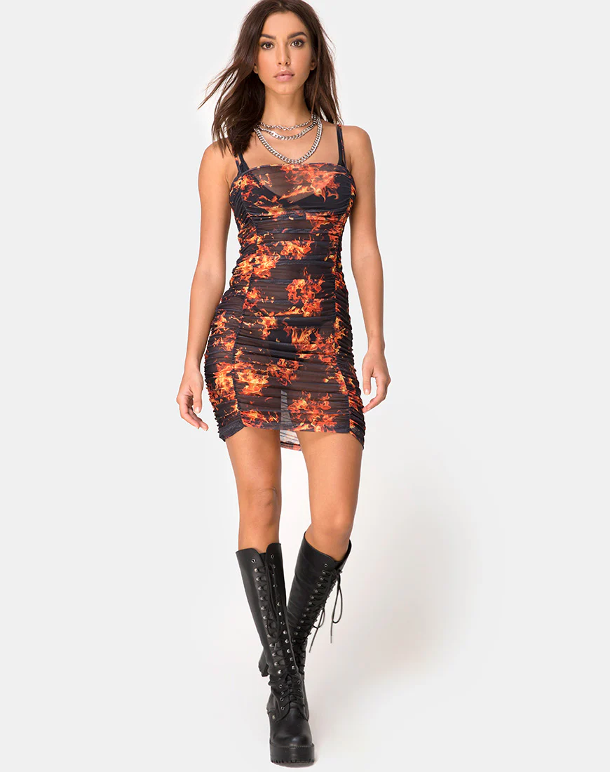 Seruchi Mini Dress in Fire Mesh - Image 3