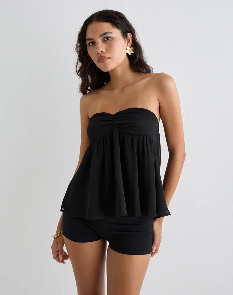 Setsuko Bandeau Longline Top in Black - Image 4