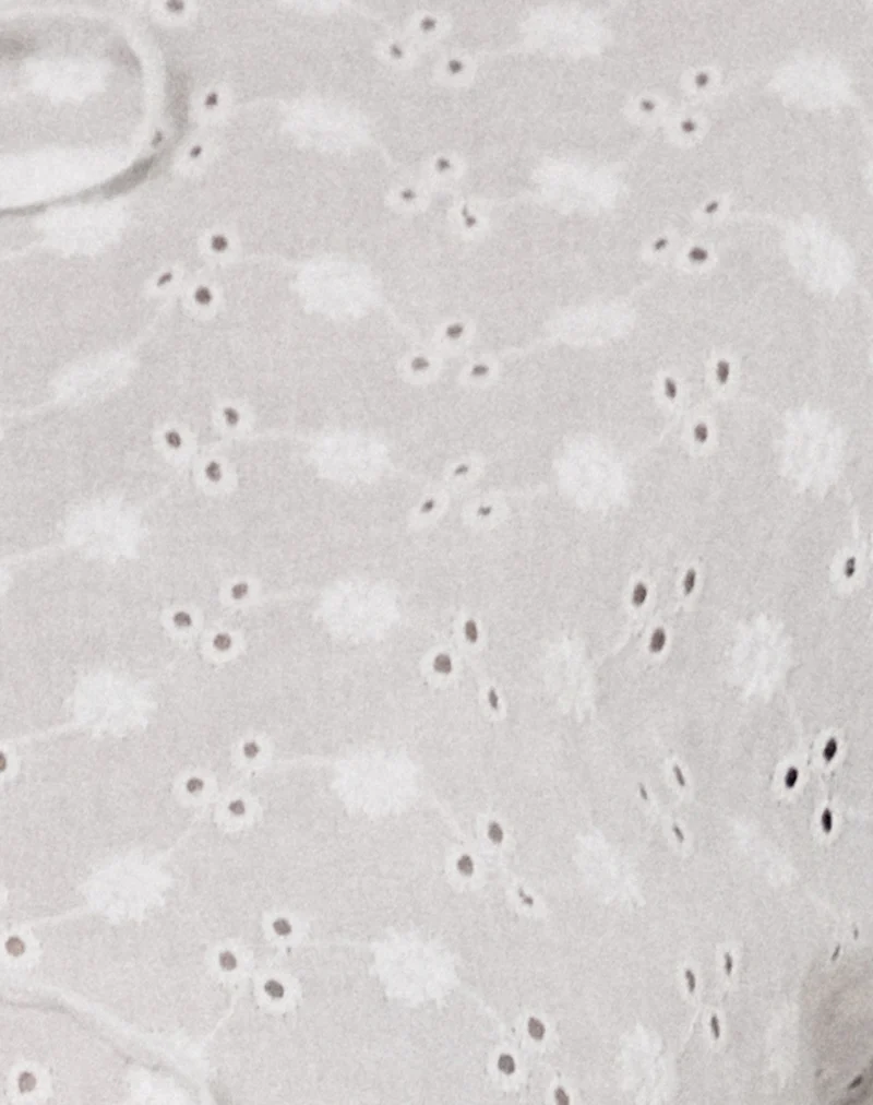 Sewindu Tie Front Long Sleeve Top in Broderie Ivory - Image 5