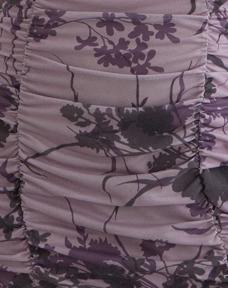 Sezuko Dress in Flock Shadow Flower Purple - Image 6
