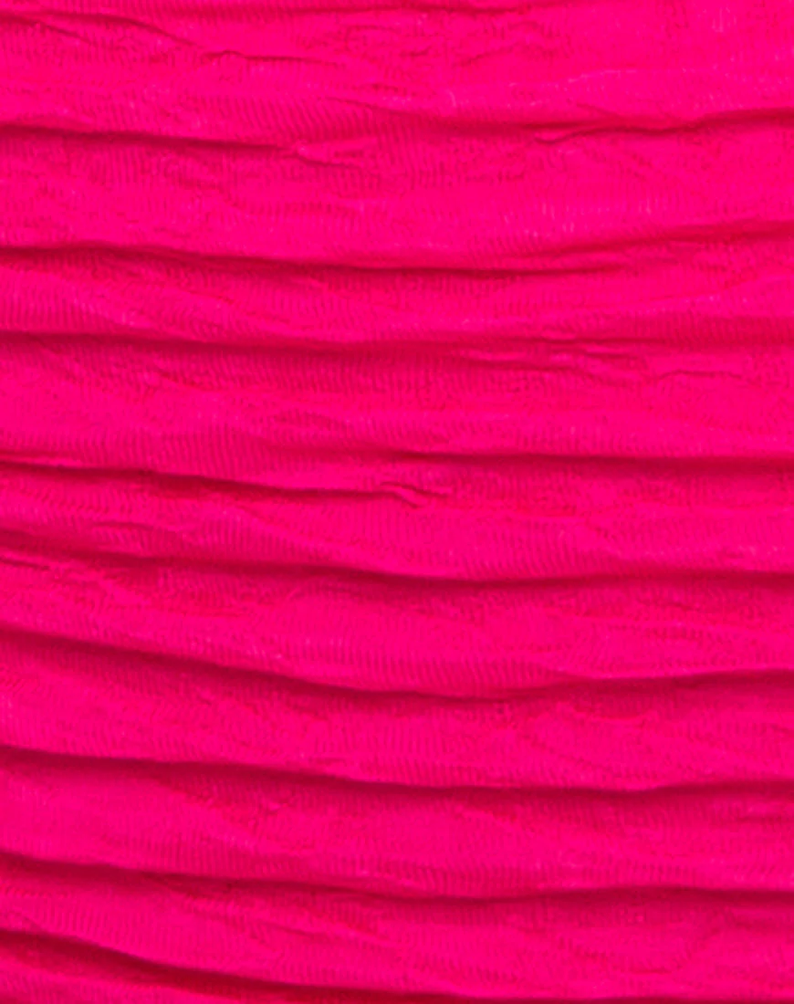 Shaca Bikini Bottom in 80's Crinkle Pink Highlighter - Image 5