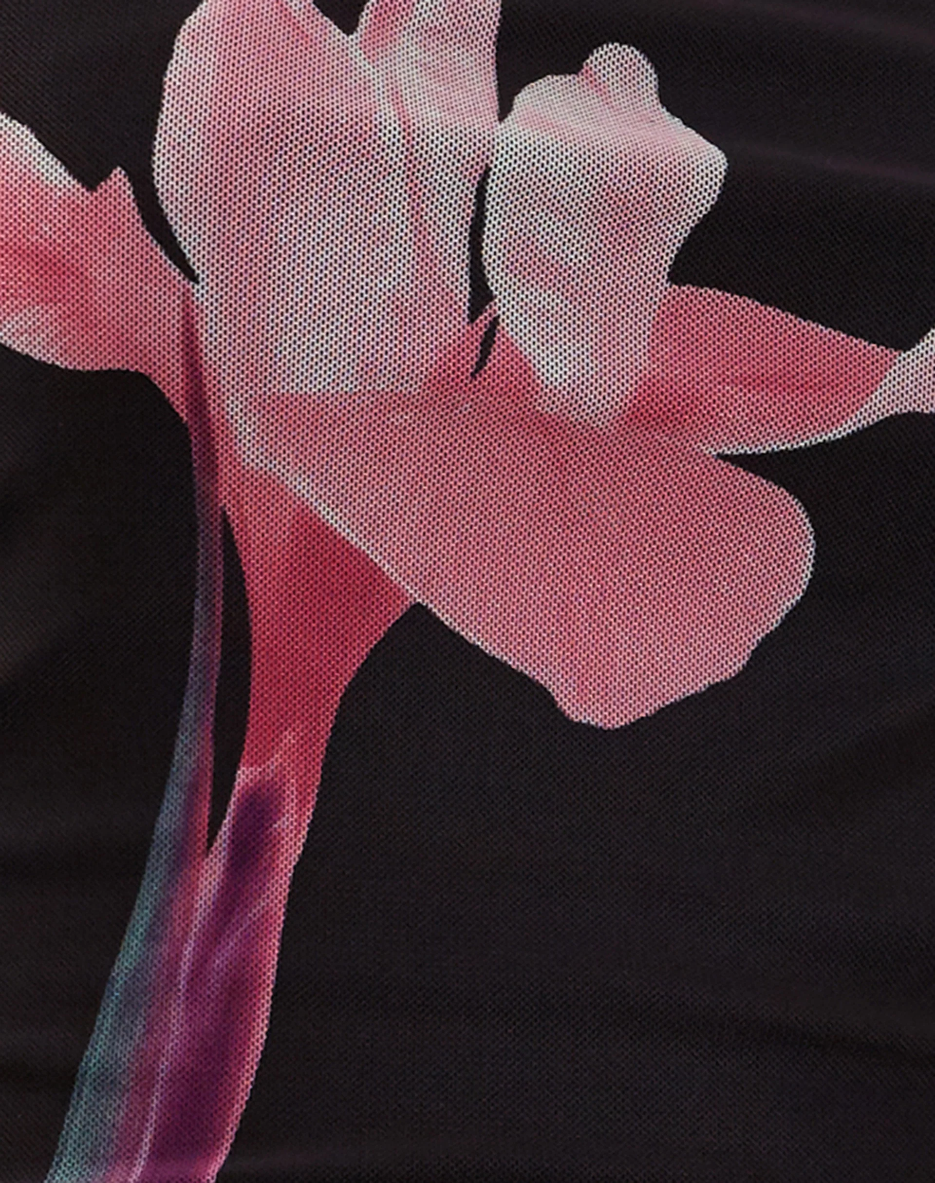 Shae Bandeau Top in Black with Pink Flower Placement - Image 7