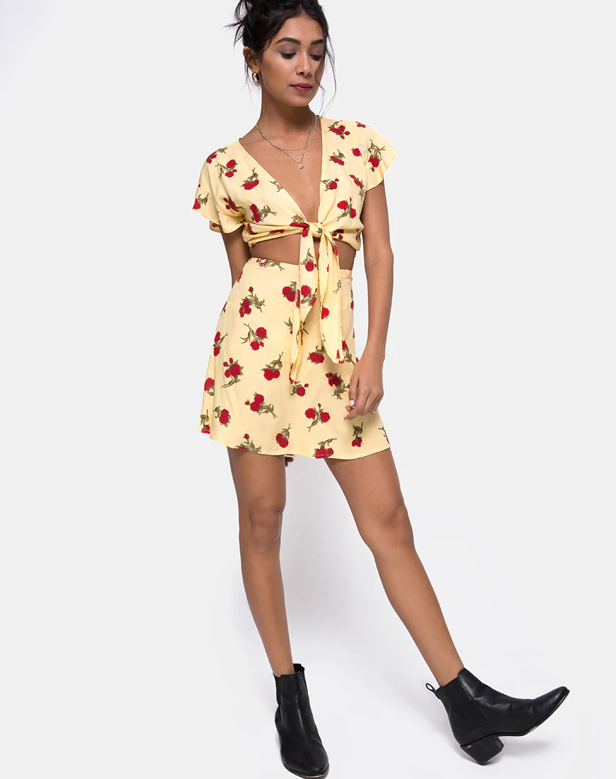 Shae Crop Top in Falling Rose Yellow - Image 3