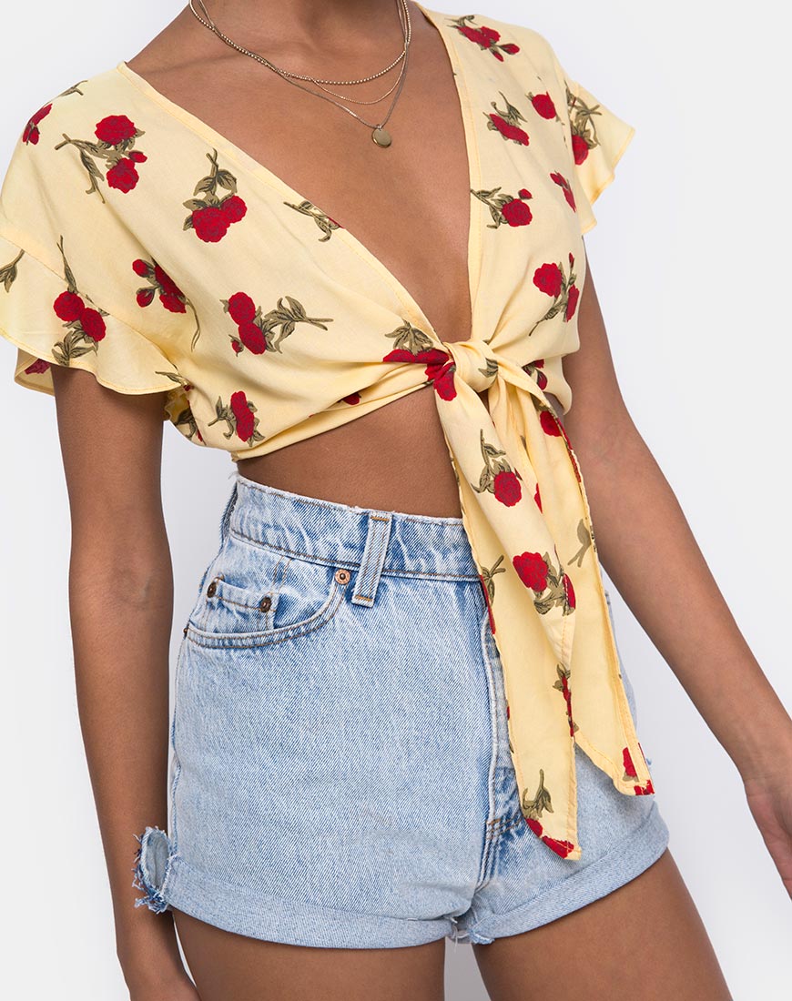 Shae Crop Top in Falling Rose Yellow - Image 5