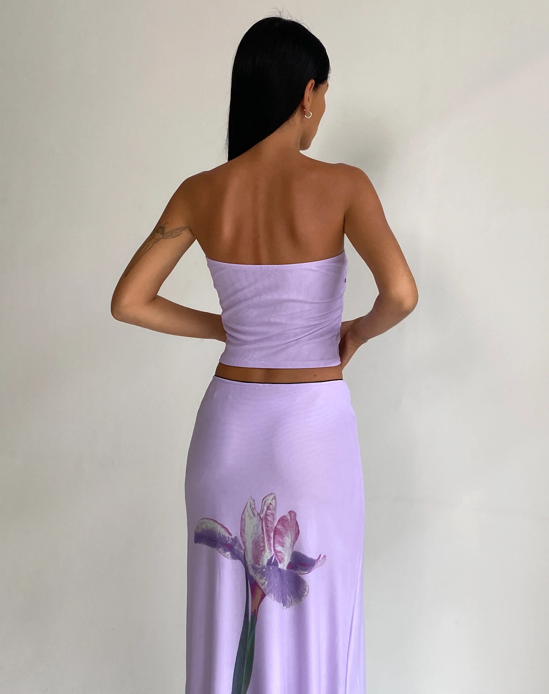 Shae Bandeau Top in Lilac Flower Placement - Image 6