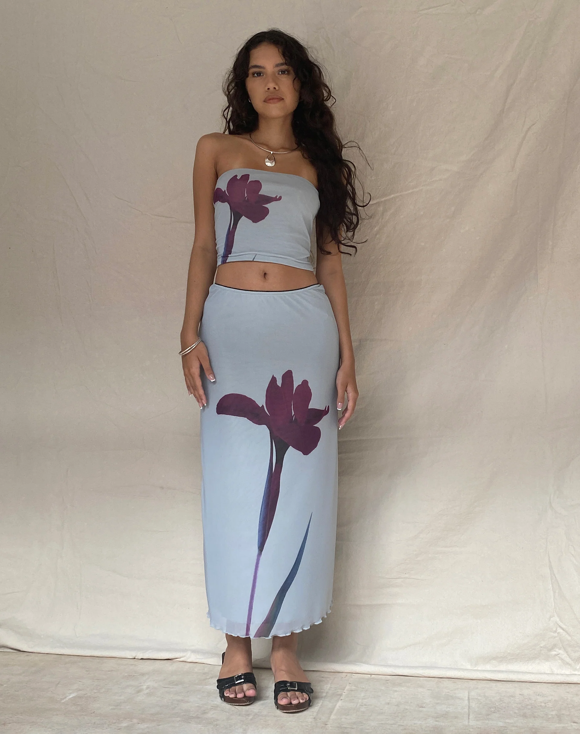 Shae Bandeau Top in Mint Flower Placement - Image 6
