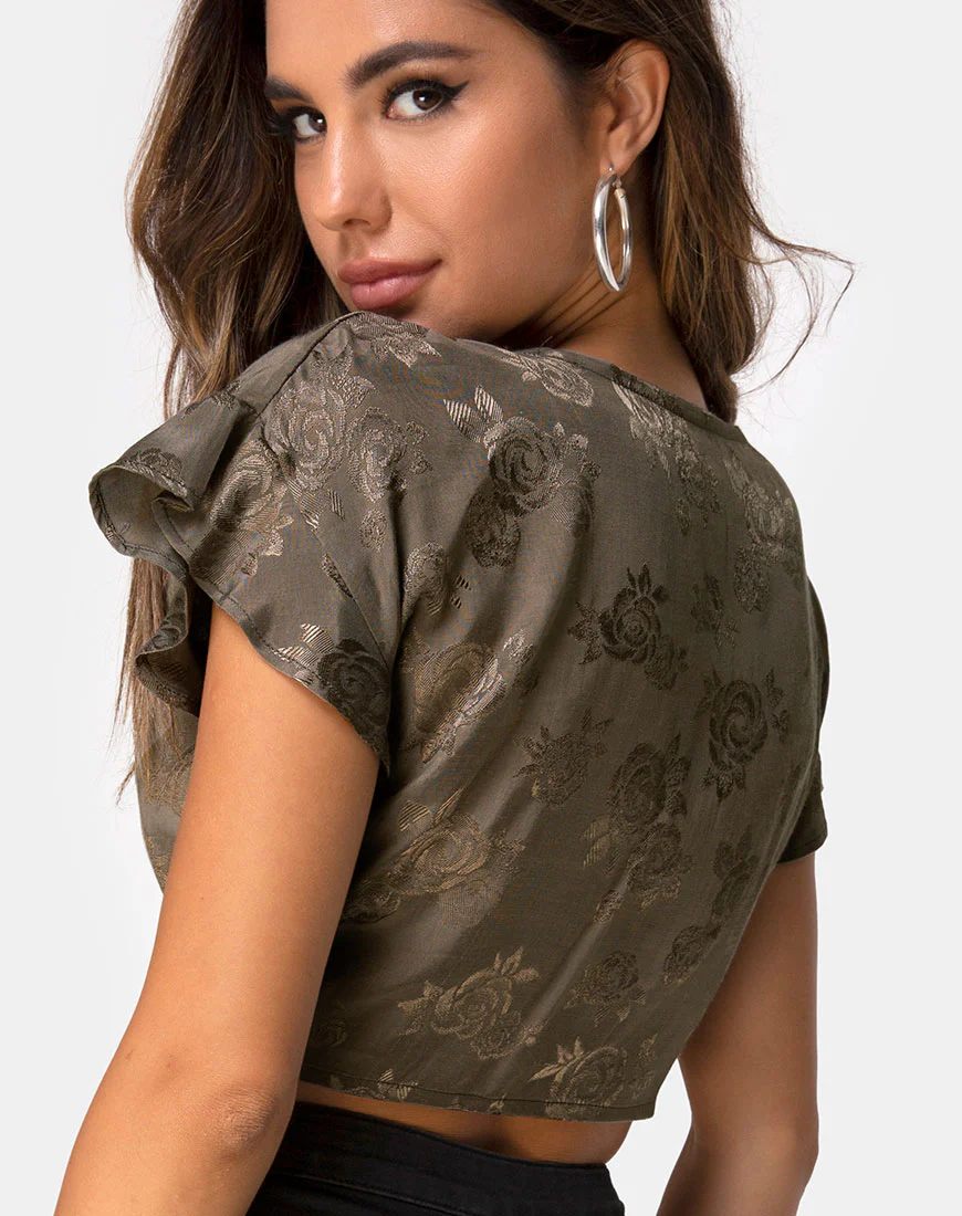 Shae Crop Top in Satin Rose Silver Grey - Image 2