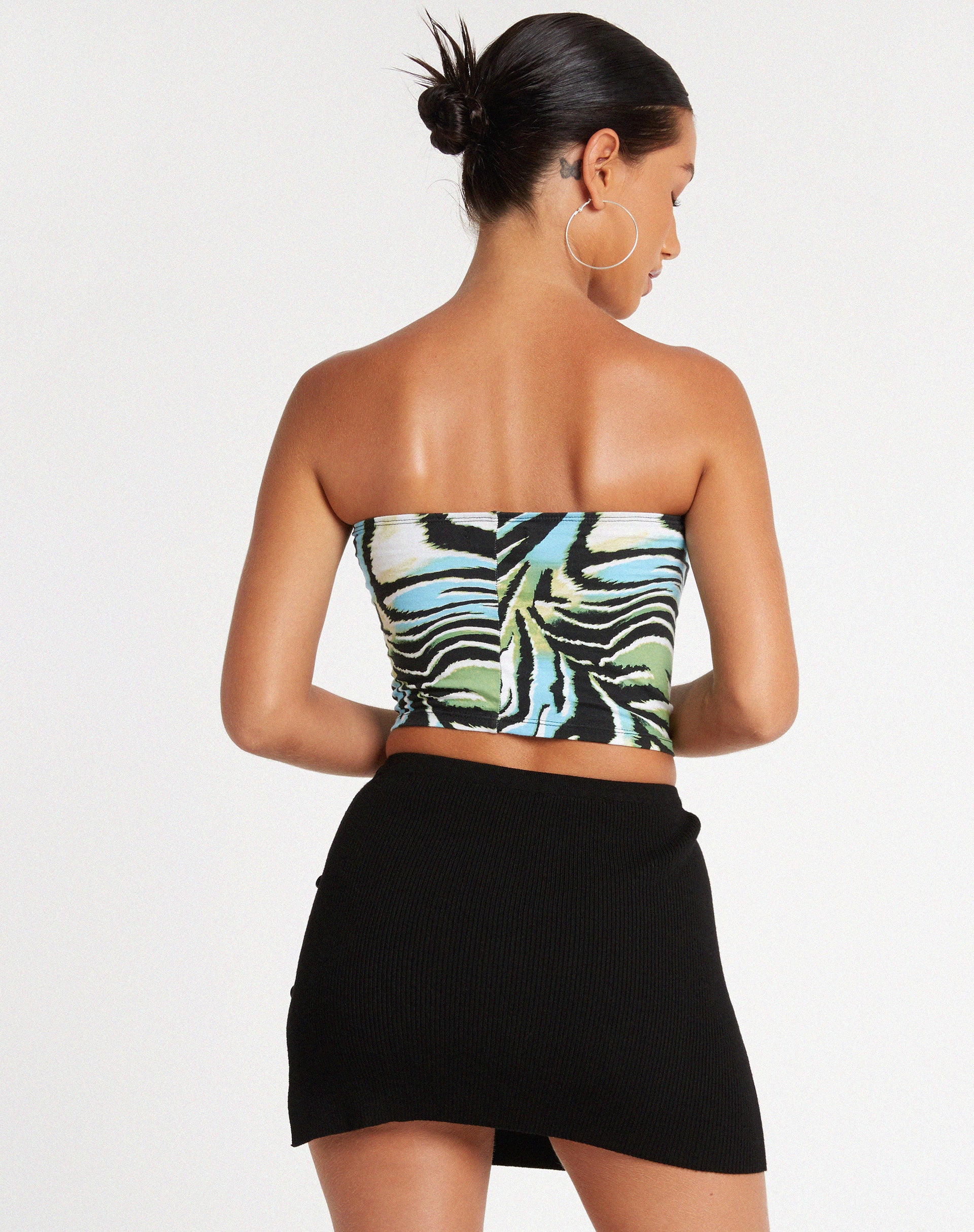 Shae Bandeau Top in Warped Zebra Blue - Image 5
