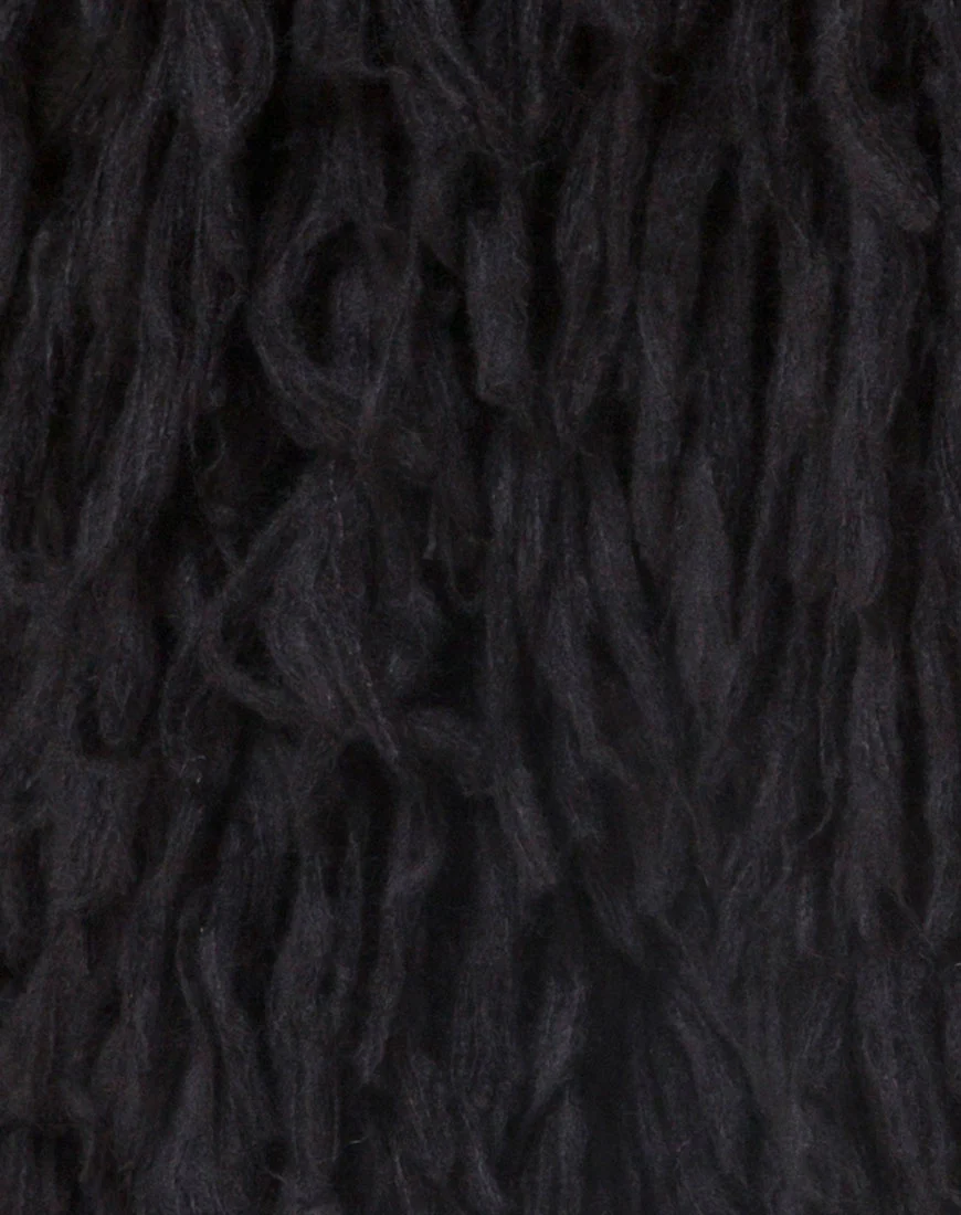 Shaggy Knit Cardi in Moheir Black - Image 5