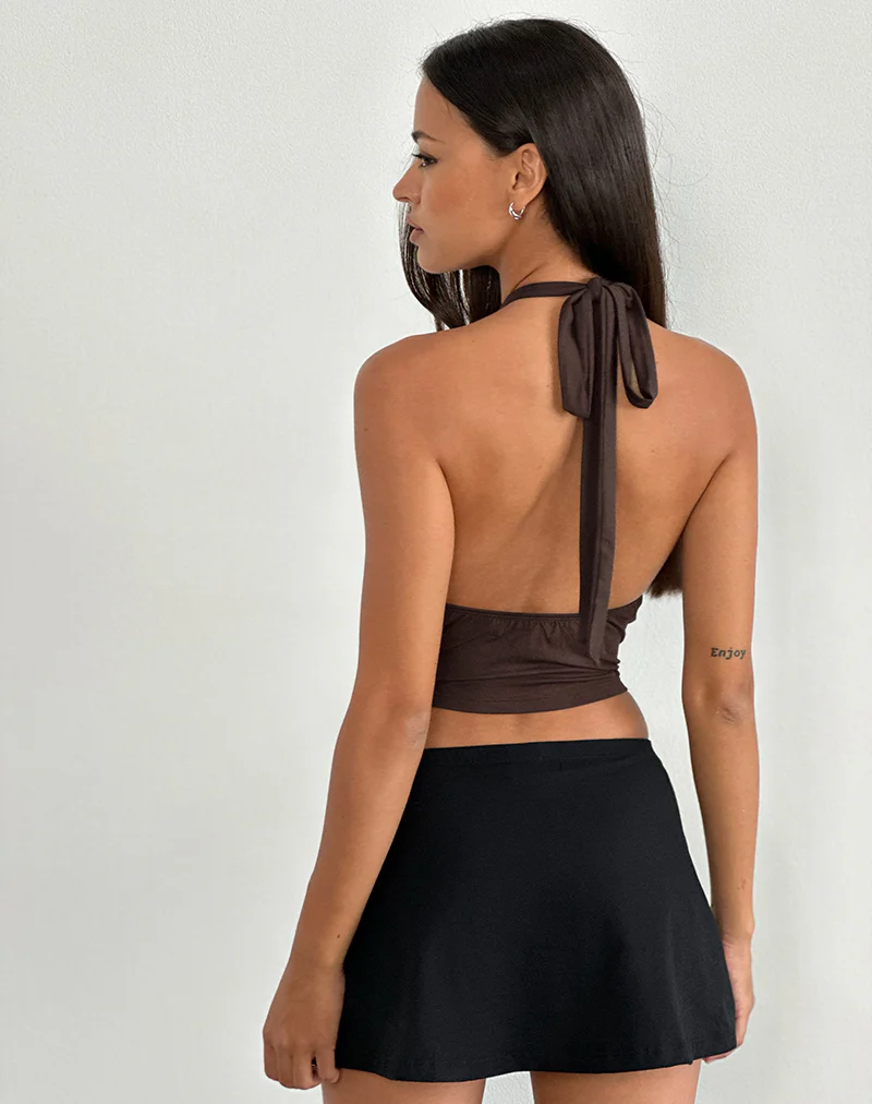 Shalas Halter Top in Jersey Bitter Chocolate - Image 6