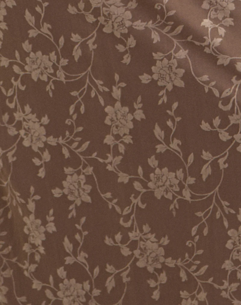 Shaleed Maxi Dress in Leafy Flock Dark Taupe - Image 5