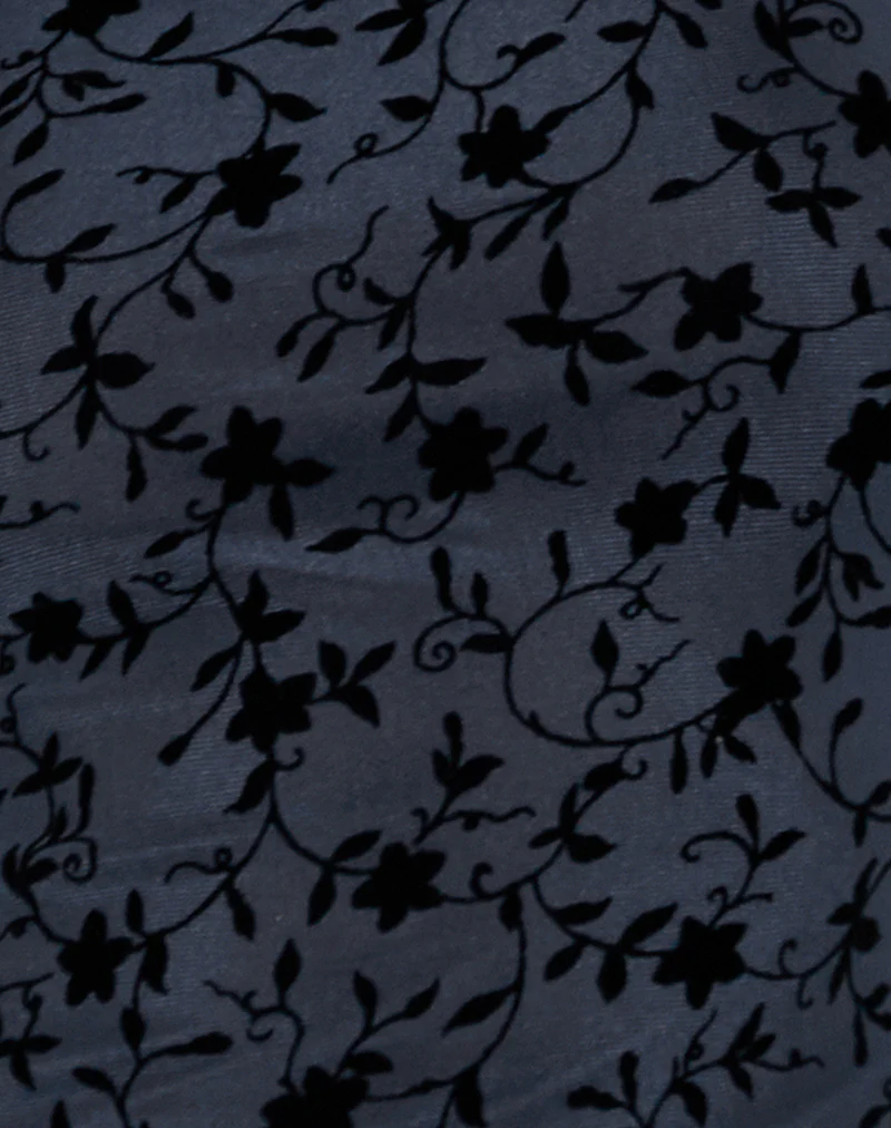 Shaleed Maxi Dress in Pretty Petal Flock Navy - Image 6
