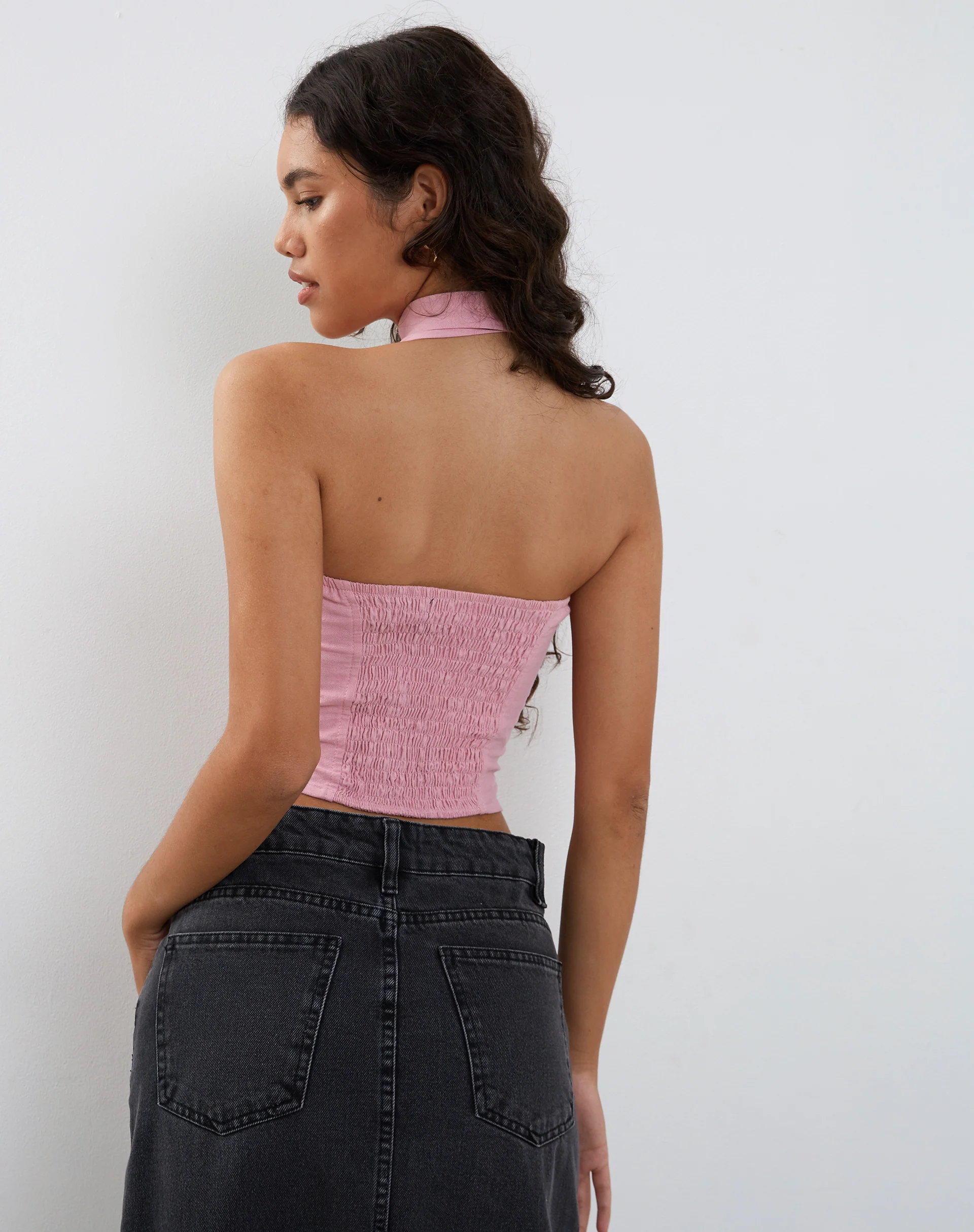Shaloe Bandeau Top and Scarf Set in Flamingo Pink - Image 5