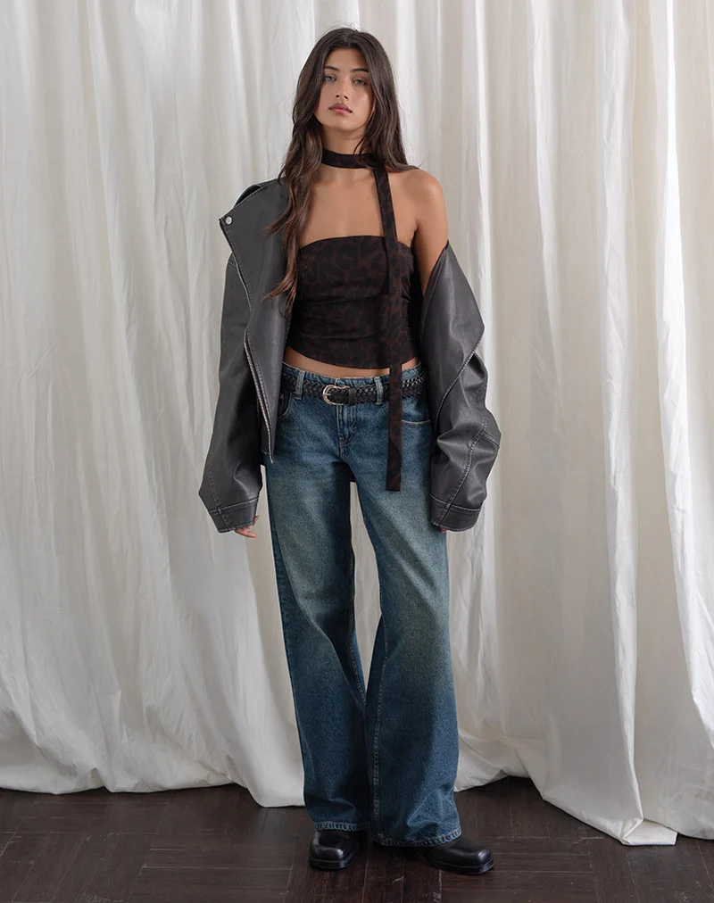 Shaloe Bandeau Top and Scarf in Brown Oversized Jaguar - Image 2