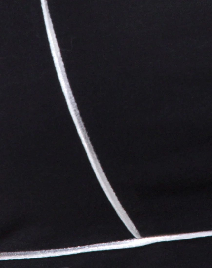 Shano Crop Top in Black With White Piping - Image 5