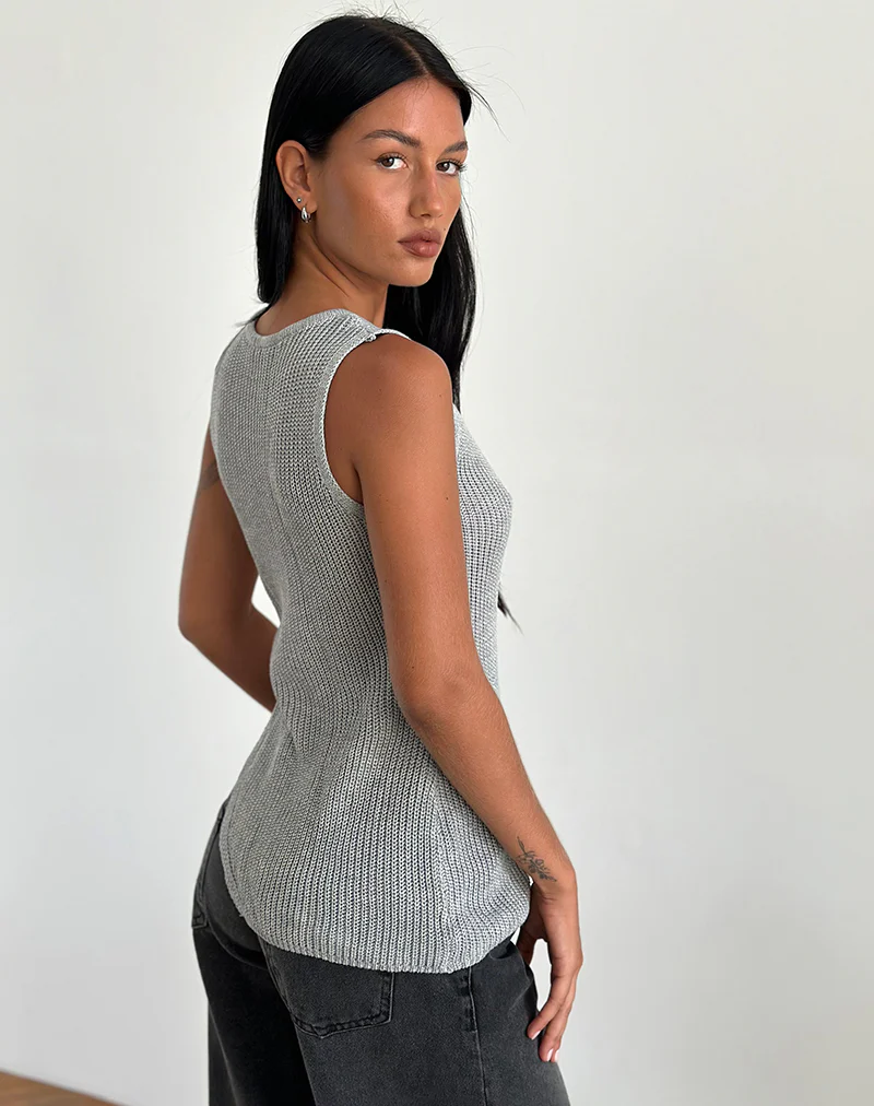 Shartina Tank Top in Grey Knit - Image 4