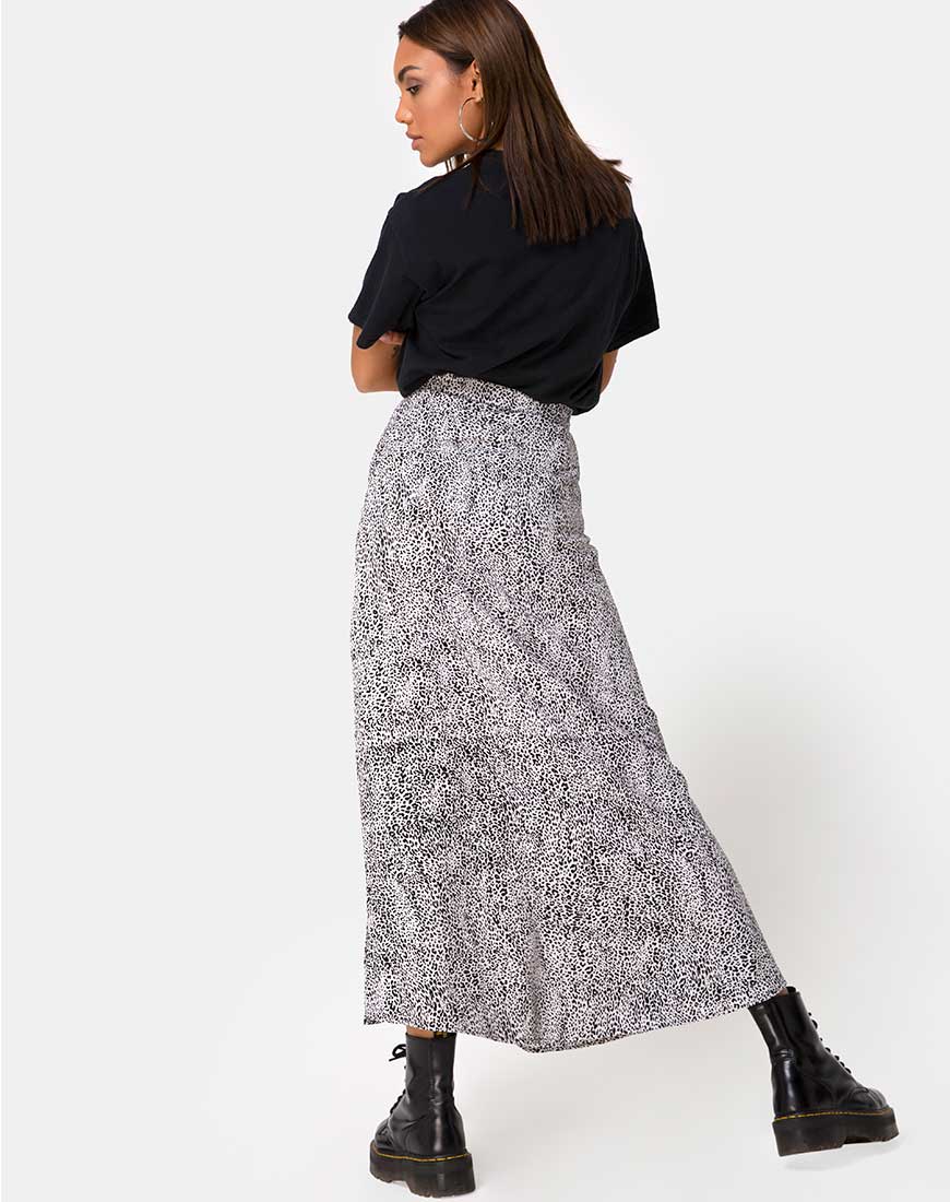Shayk Midi Skirt in Leo Spot Black and White - Image 4