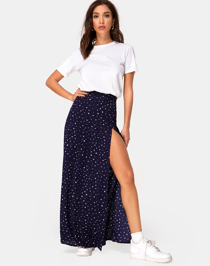 Shayk Maxi Skirt in Starstruck Navy - Image 3
